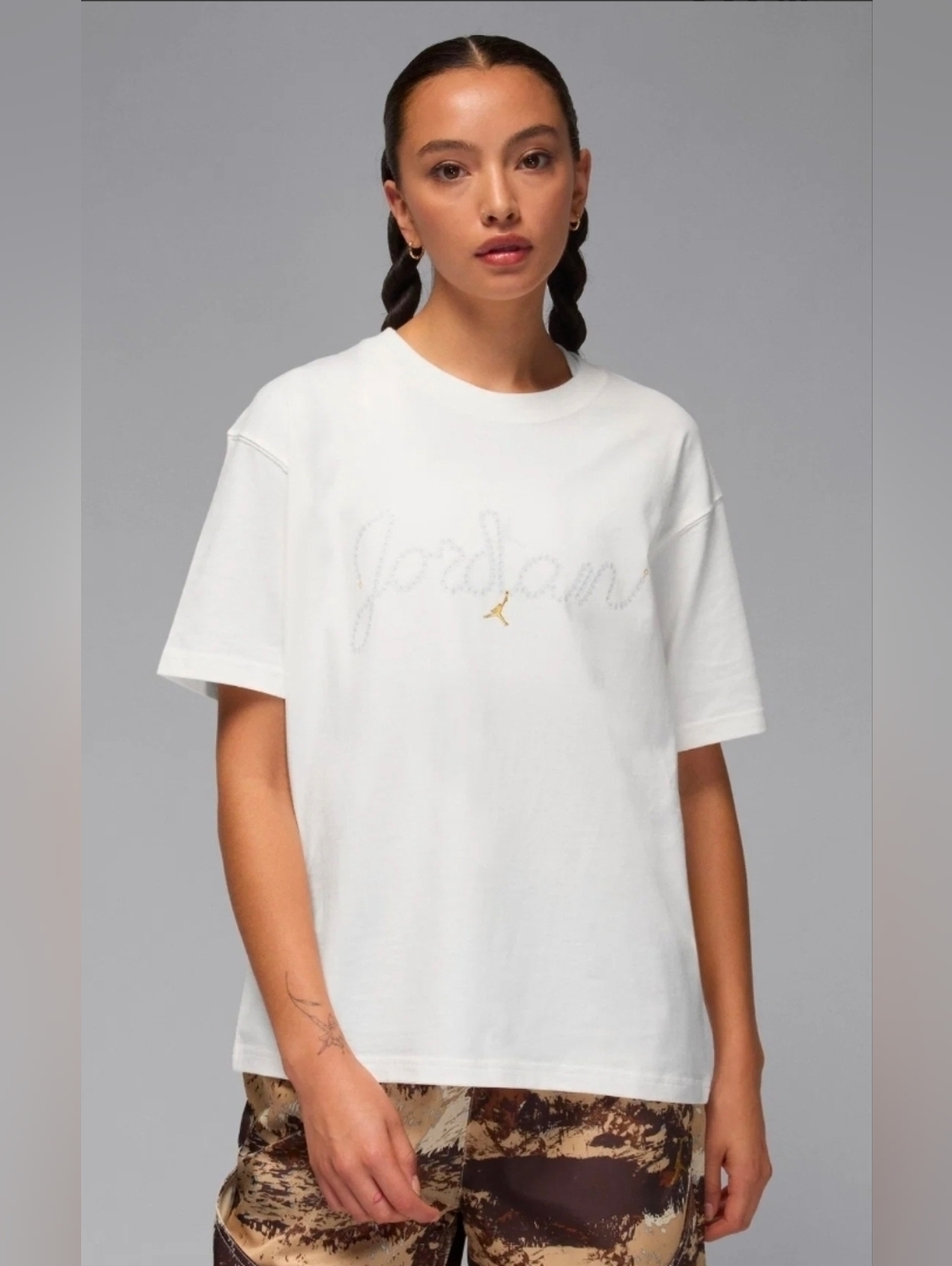 NWT Jordan Brooklyn SS Tee AJXI Women's White Loose Fit T-Shirt XS